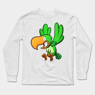 Flying Green Parrot Long Sleeve T-Shirt